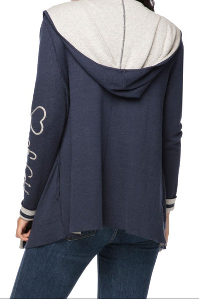 Subtle Luxury Cardigan Maddie Reversible Zen Blend Hoodie with Embroidery on Sleeves
