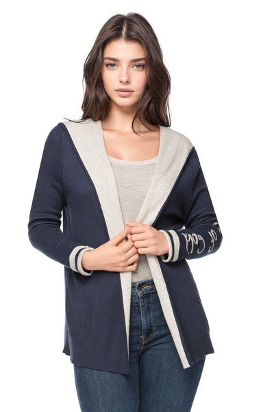 Subtle Luxury Cardigan Maddie Reversible Zen Blend Hoodie with Embroidery on Sleeves
