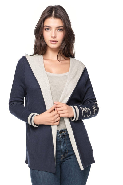 Subtle Luxury Cardigan Maddie Reversible Zen Blend Hoodie with Embroidery on Sleeves