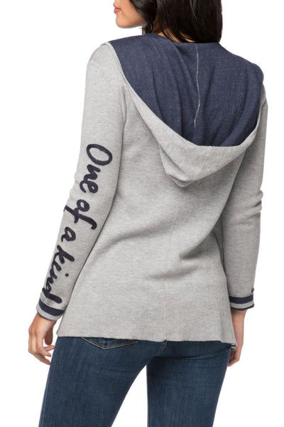 Subtle Luxury Cardigan Maddie Reversible Zen Blend Hoodie with Embroidery on Sleeves