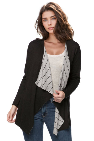 Subtle Luxury Cardigan S/M / Black/Smoke / Zen Blend Zen Blend Pamela Reversible Open Sweater Cardigan Knit