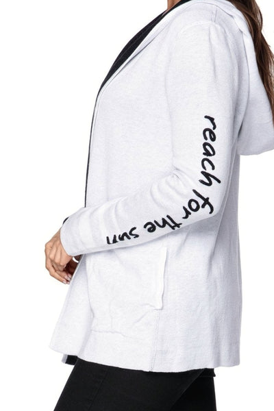 Subtle Luxury Cardigan S/M / Black/White / Reach for the Stars Maddie Reversible Zen Blend Hoodie with Embroidery on Sleeves