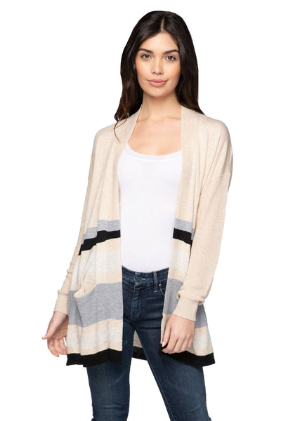 Subtle Luxury Cardigan S/M / Oats Combo / Zen Blend Kylie Sweater Cardigan in Oats Stripe Pattern