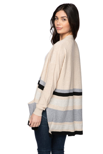 Subtle Luxury Cardigan S/M / Oats Combo / Zen Blend Kylie Sweater Cardigan in Oats Stripe Pattern