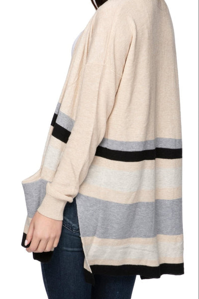 Subtle Luxury Cardigan S/M / Oats Combo / Zen Blend Kylie Sweater Cardigan in Oats Stripe Pattern