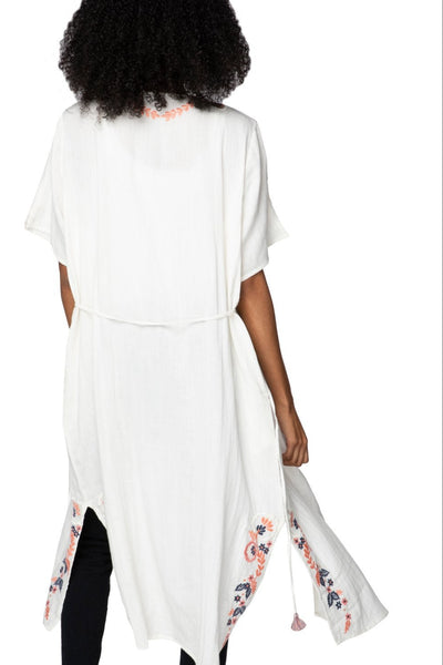 Subtle Luxury Cardigan S/M / White / 100% Cotton Double Gauze Cassandra Wrap Robe Duster in White