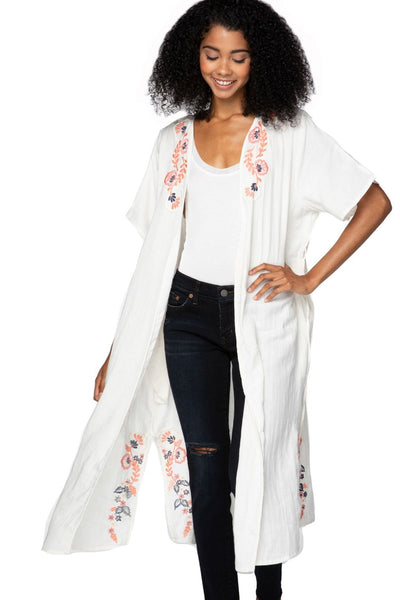 Subtle Luxury Cardigan S/M / White / 100% Cotton Double Gauze Cassandra Wrap Robe Duster in White