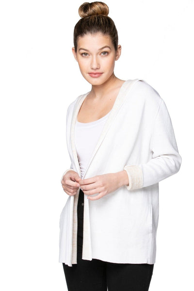 Subtle Luxury Cardigan S/M / White/Oat / Zen Blend Maddie Contrasting Hoodie Sweater