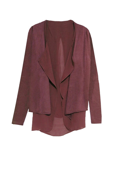 Subtle Luxury Cardigan XS/S / Cranberry Almost Vintage Sweater Cardigan with Sheer Silk Layer or Print