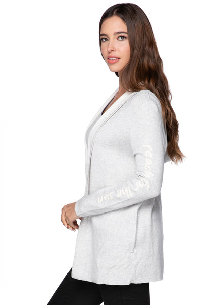 Subtle Luxury Cardigan XS/S / Ivory/Surf / Reach for the Stars Maddie Reversible Zen Blend Hoodie with Embroidery on Sleeves
