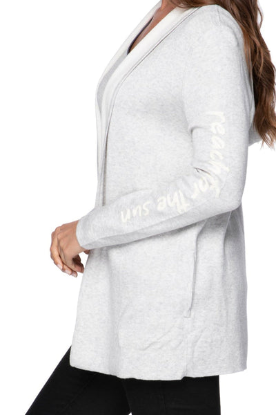 Subtle Luxury Cardigan XS/S / Ivory/Surf / Reach for the Stars Maddie Reversible Zen Blend Hoodie with Embroidery on Sleeves