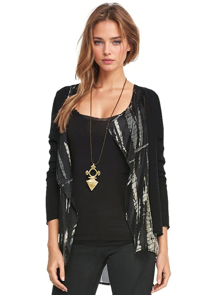 Subtle Luxury Cardigan XS/S / Snake Peek Almost Vintage Sweater Cardigan with Sheer Silk Layer or Print