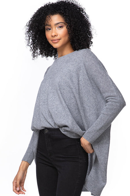 100% Cashmere Reversible Easy V-Neck Sweater in Blue