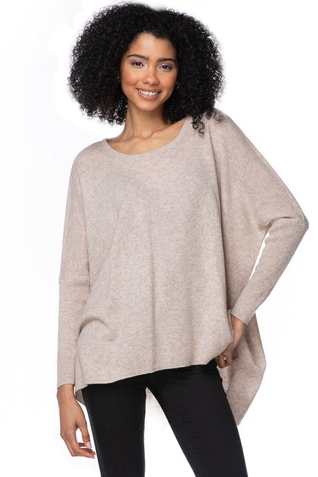 100% Cashmere Loose & Easy Crew Sweater in White