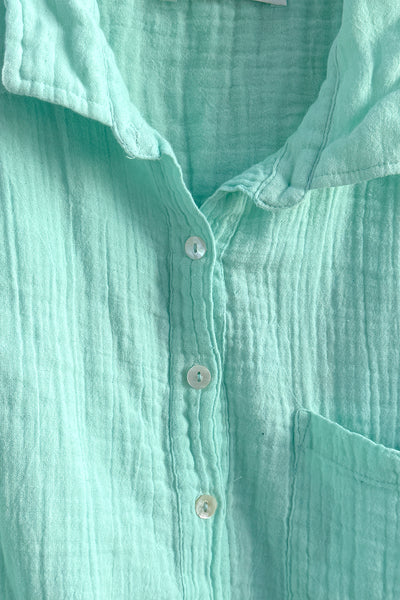 Subtle Luxury Dress Getaway Double Gauze Cotton Maxi Button Dress - Solid