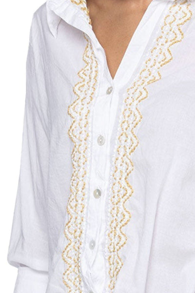 Subtle Luxury Dress S/M / Pink Salt / 100% Cotton Lawn Ziggy Button Down Embroidery Shirt Dress in Washed Cotton