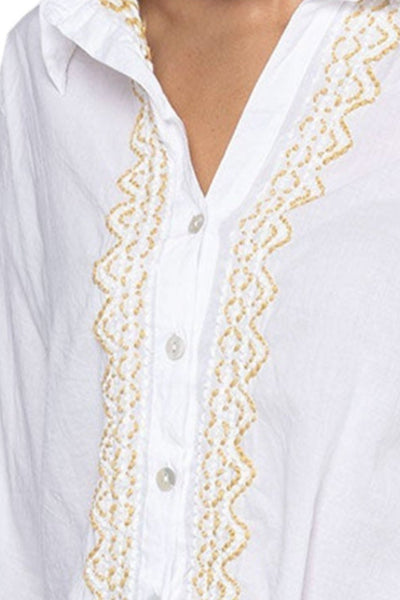 Subtle Luxury Dress S/M / Pink Salt / 100% Cotton Lawn Ziggy Button Down Embroidery Shirt Dress in Washed Cotton