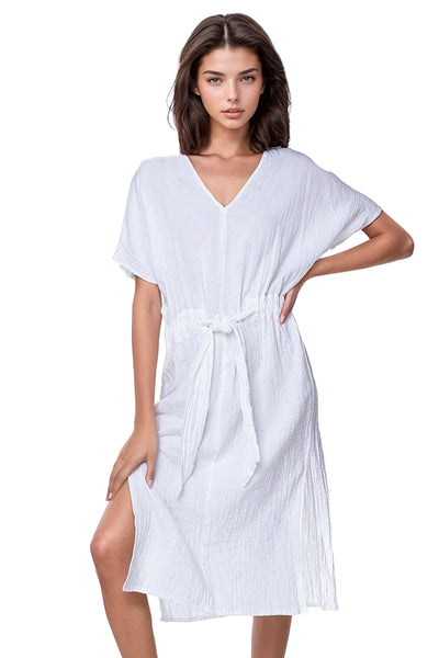 Subtle Luxury Dress S/M / White / 100% Cotton Double Gauze Double Gauze Cotton Washed Bella Dress in Solids