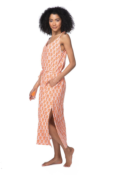 Subtle Luxury Dress XS/S / Artisan Blocks Print-Pink / 100% Cotton Double Gauze Double Gauze Trish Tank Dress - Printed