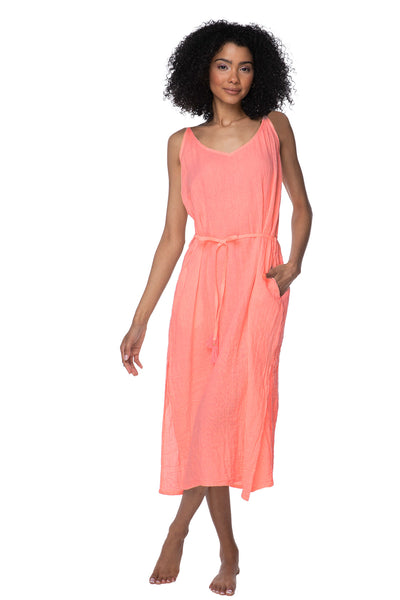 Subtle Luxury Dress XS/S / Coral / 100% Cotton Double Gauze Double Gauze Cotton Solid Trish Tank Sundress