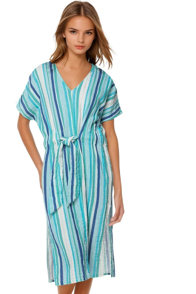 Subtle Luxury Dress XS/S / Montauk Stripe Print-Blue / 100% Cotton Double Gauze Double Cotton Print Washed Gauze Bella Dress