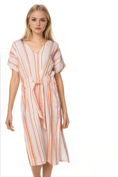 Subtle Luxury Dress XS/S / Montauk Stripe Print-Pastels / 100% Cotton Double Gauze Double Cotton Washed Gauze Bella Dress - Prints