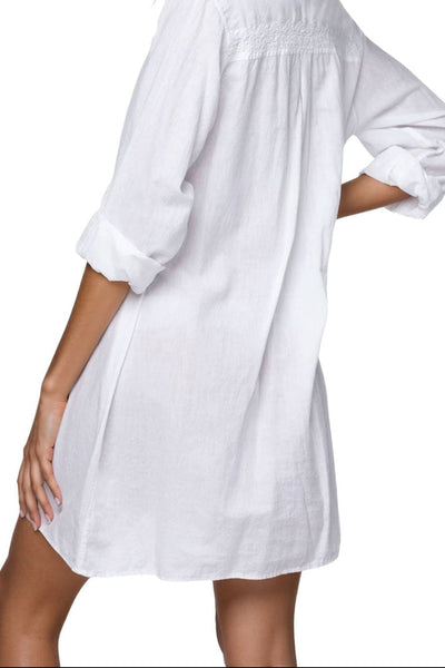 Subtle Luxury Dress Ziggy 100% Cotton Washed Button Down Embroidery Shirt Dress