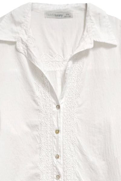 Subtle Luxury Dress Ziggy Button Down Embroidery Shirt Dress in Washed Cotton