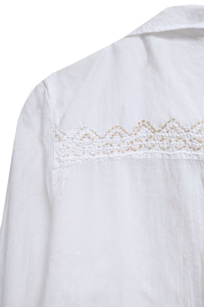 Subtle Luxury Dress Ziggy Button Down Embroidery Shirt Dress in Washed Cotton