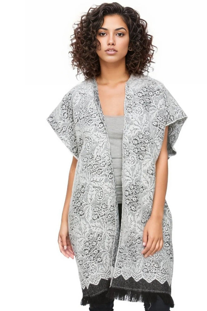 Winter Lace Jacquard Blanket Kimono