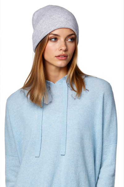 100% Cashmere Knit Double Layer Beanie Hat