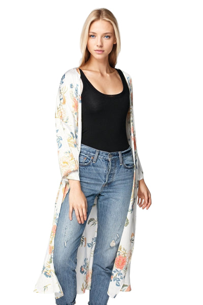 Subtle Luxury Luxury Kimono Bed to Brunch Robe Coverup Kimono in Soft Bouquet Print