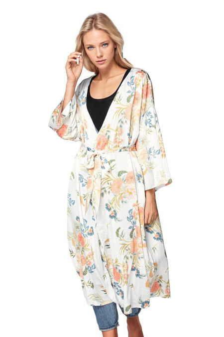 Bed to Brunch Kimono Robe in Spring Bouquet