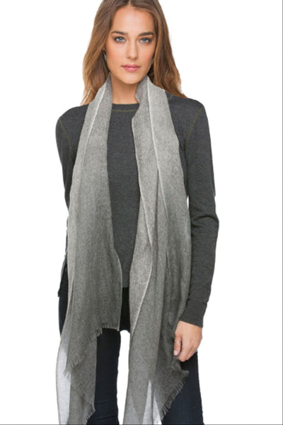 Subtle Luxury Luxury Scarf Grey/Charcoal / One Size 100% Cashmere Luxury Wrap Scarf in Ombre Dye