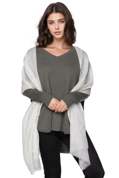 Subtle Luxury Luxury Scarf Ivory-Grey / One Size 100% Cashmere Luxury Wrap Aspen Scarf