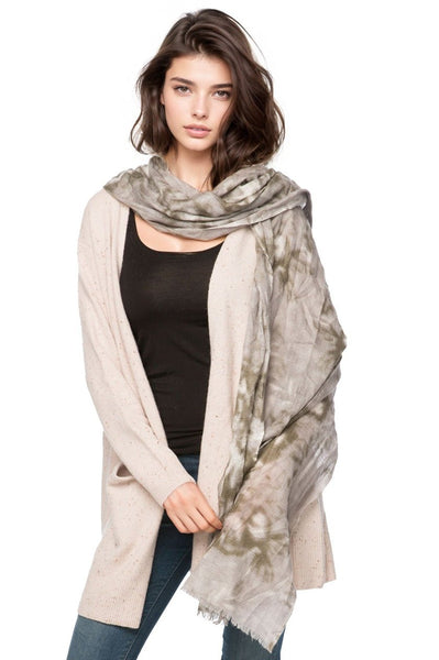 Subtle Luxury Luxury Scarf Olive / One Size 100% Cashmere Luxury Scarf in Winter Romance Print