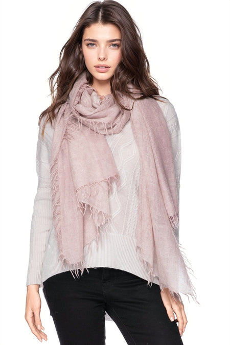 100% Cashmere Luxury Print Scarf with Brimmed Border