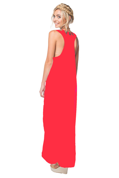 Subtle Luxury Maxi M/L / Red / 100% Rayon Pool to Party Sequin Embellished Rayon Tank Dress