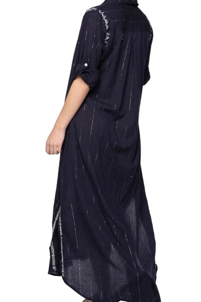 Subtle Luxury Maxi Maxi Boyfriend Dress in Chambray with Lurex