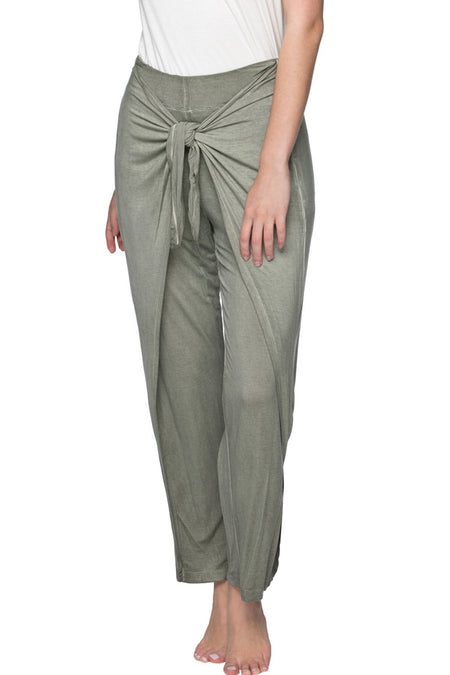 Crop Beach Pant in Charcoal Chambray