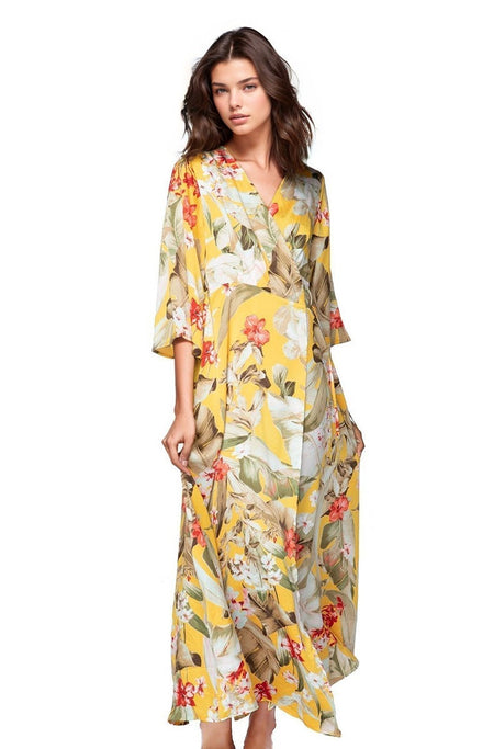 Maxi Kimono Dress in Tropical Escape Print