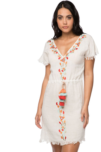 Subtle Luxury Mini Dress XS/S / White / 100% Cotton Santa Maria Embroidery Cotton Dress