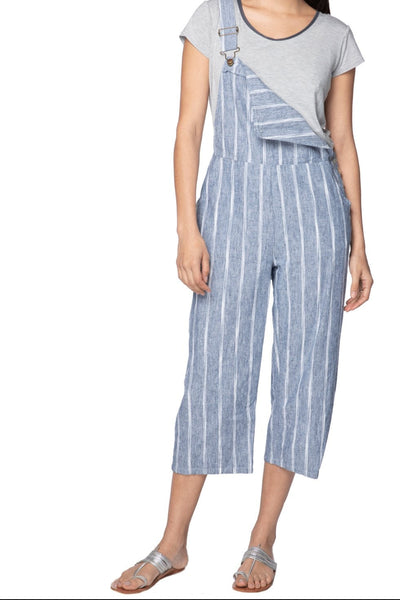 Subtle Luxury Overall S/M / Wave Stripe / 55% Linen 45% Viscose Bethany Linen Blend Overalls