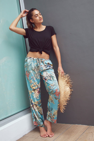 Subtle Luxury Pant Bailey Beach Drawstring Pant in Tropical Prints On Sale Now