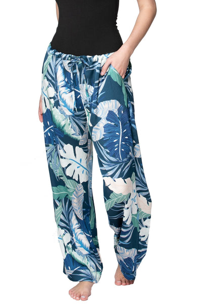 Subtle Luxury Pant L/XL / P12 Aloha Paradise - Navy / 100% Polyester Bailey Beach Drawstring Pant in Tropical Prints On Sale Now