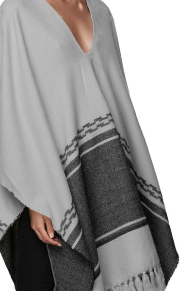 Subtle Luxury Poncho Grey / One Size Rolling Stone Woven Blanket Poncho