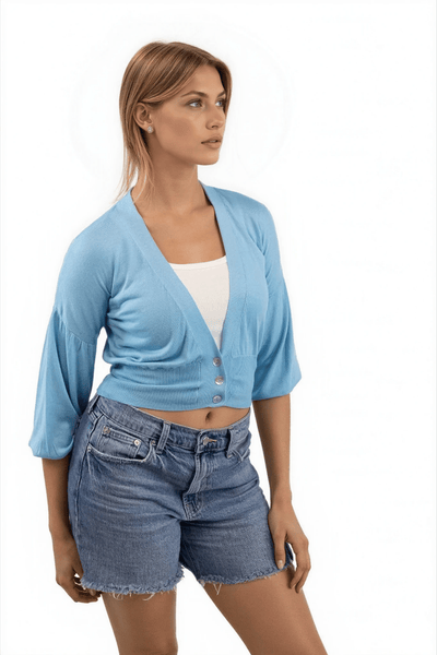 Subtle Luxury Pool Blue / XS/S Daisy Balloon Sleeve Almost Vintage Sweater