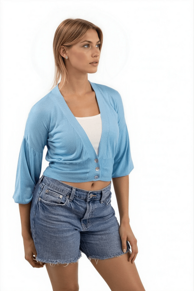 Subtle Luxury Pool Blue / XS/S Daisy Balloon Sleeve Almost Vintage Sweater