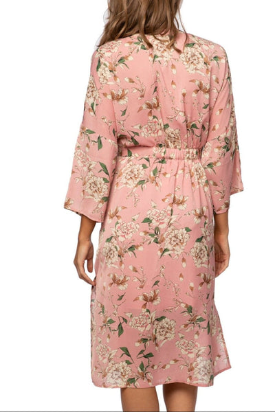 Subtle Luxury Robe Bed to Brunch Kimono Coverup Robe in Peony Petals Print