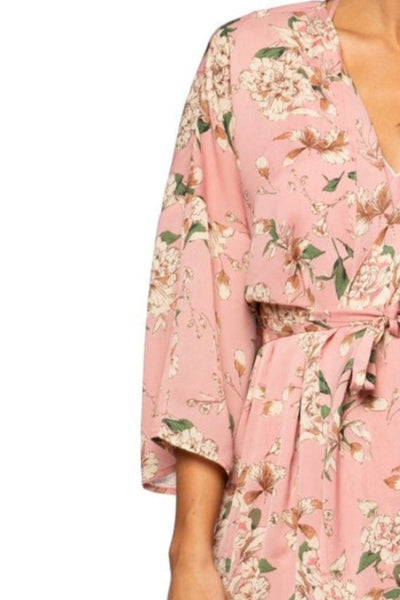 Subtle Luxury Robe Bed to Brunch Kimono Coverup Robe in Peony Petals Print